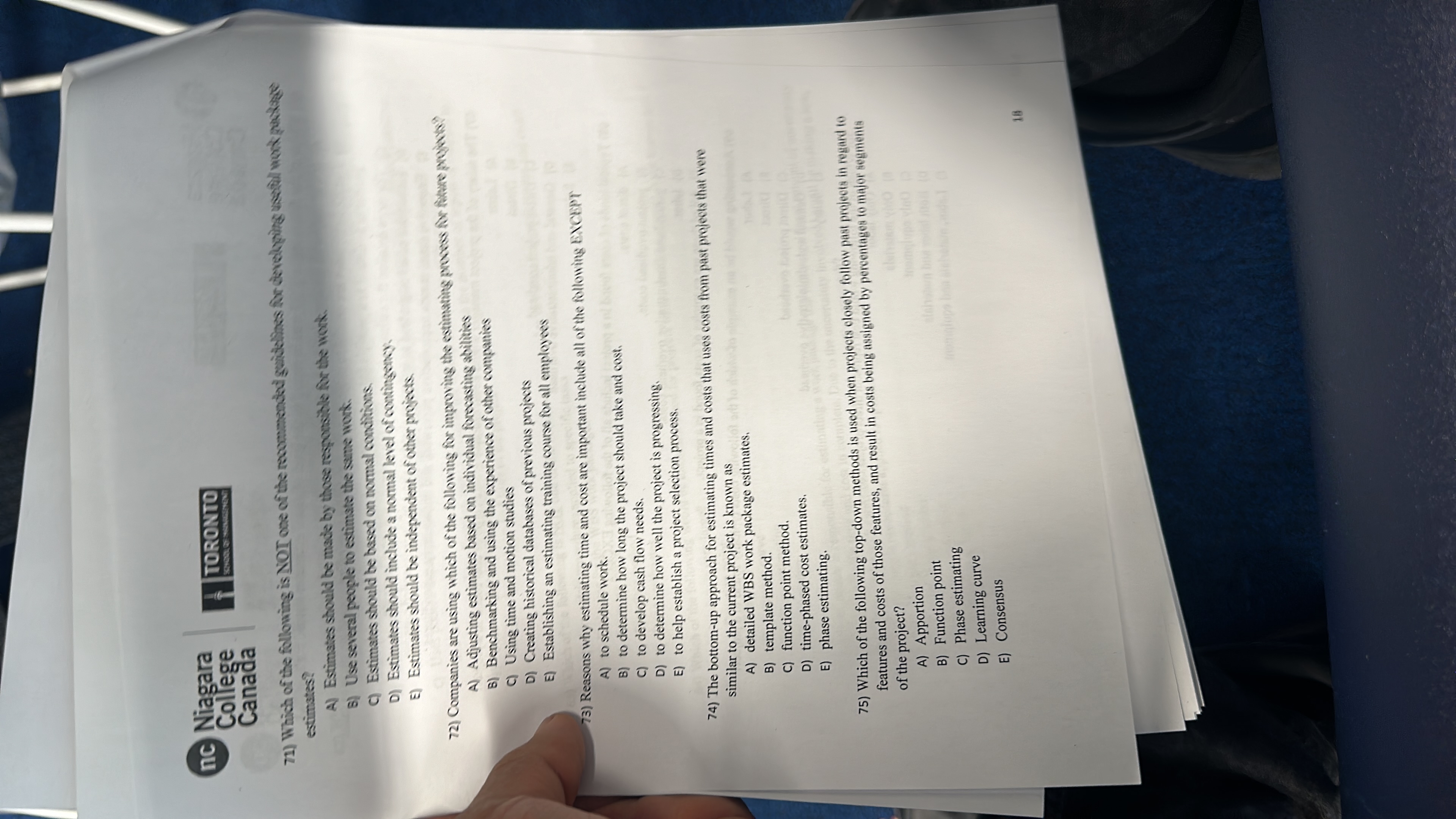  (nc) Niagara TORONTO Canada estimates? A) Estimates should be made by