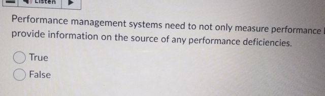  Performance management systems need to not only measure performance provide information