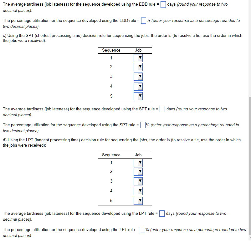 sequencing the jobs, the order is (assume that jobs came in the