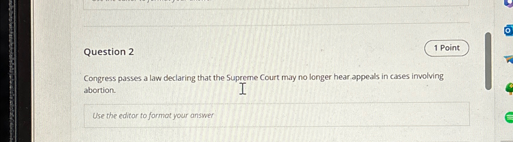  Question 2 1 Point Congress passes a law declaring that the