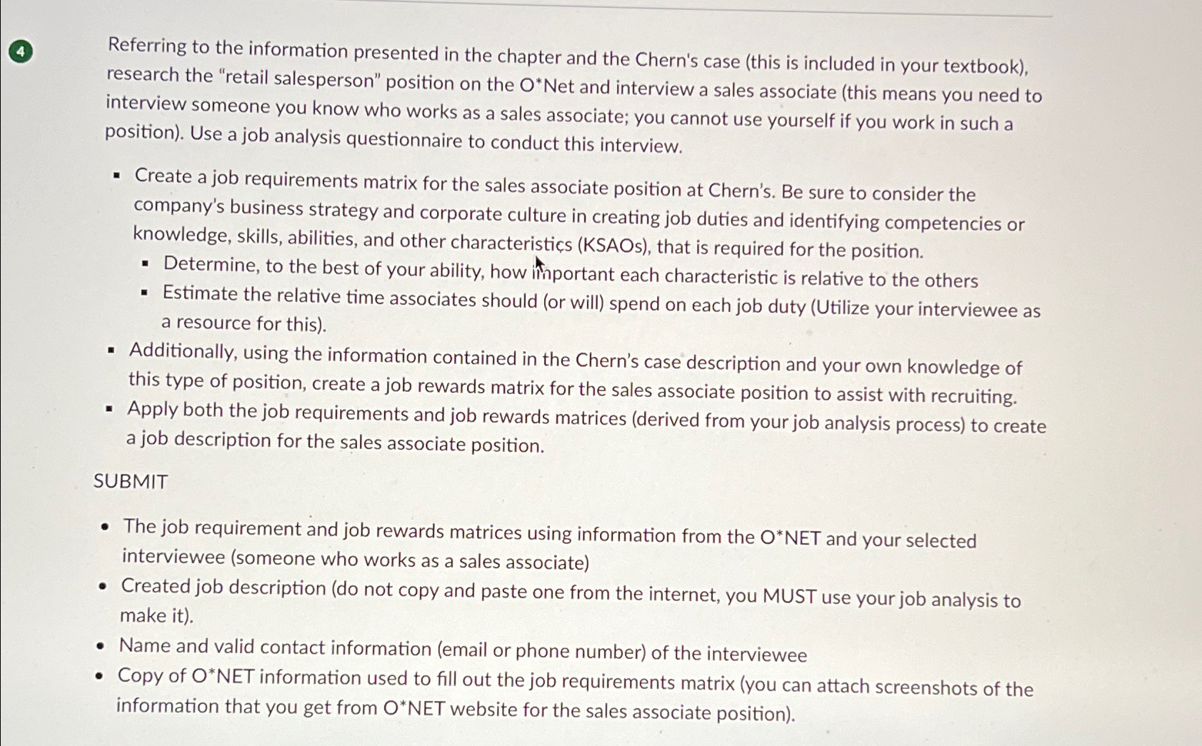  (4) Referring to the information presented in the chapter and the