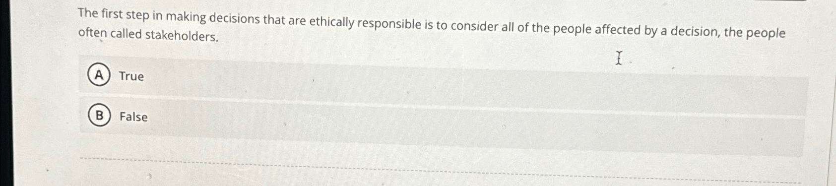  The first step in making decisions that are ethically responsible is