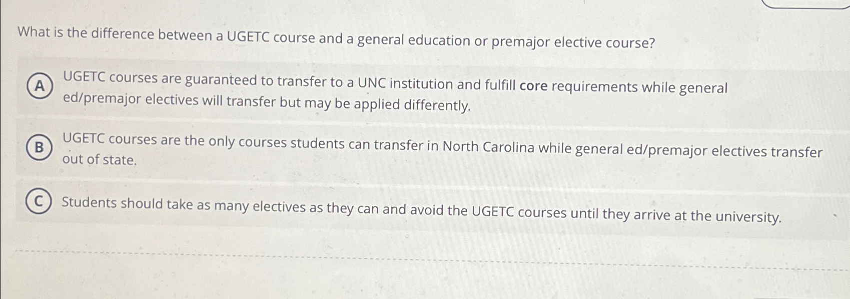  What is the difference between a UGETC course and a general