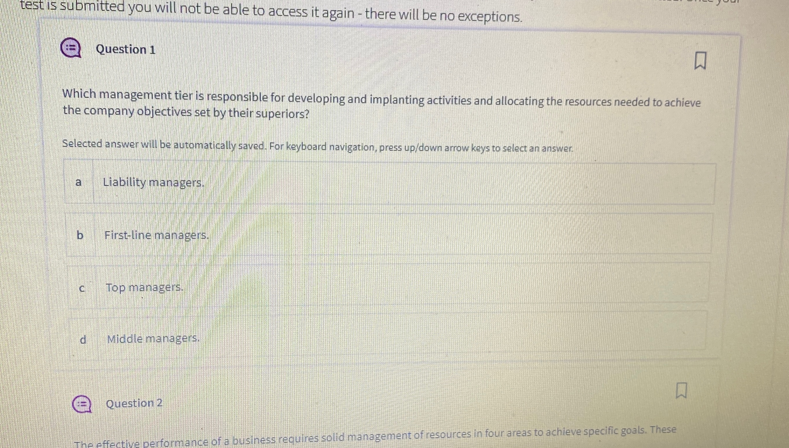  test is submitted you will not be able to access it