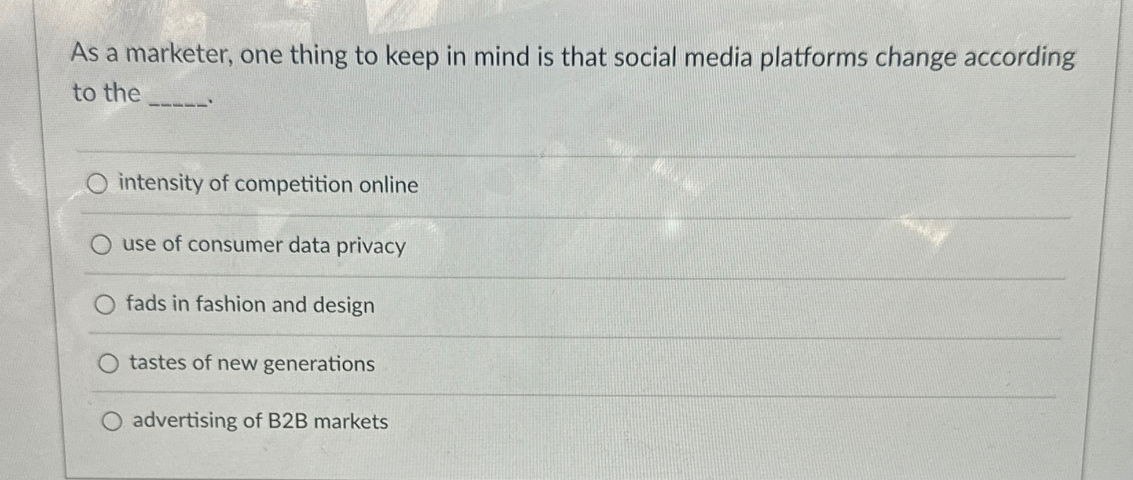  As a marketer, one thing to keep in mind is that