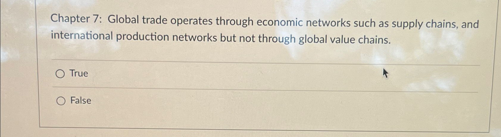  Chapter 7: Global trade operates through economic networks such as supply