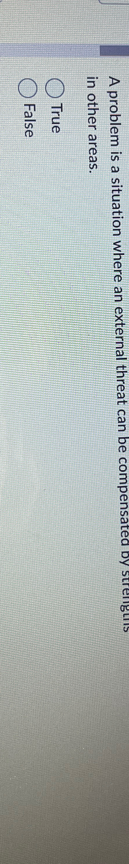  A problem is a situation where an external threat can be