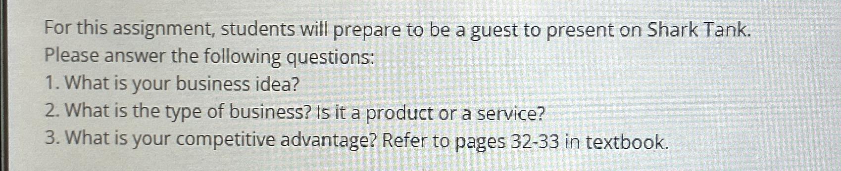  For this assignment, students will prepare to be a guest to