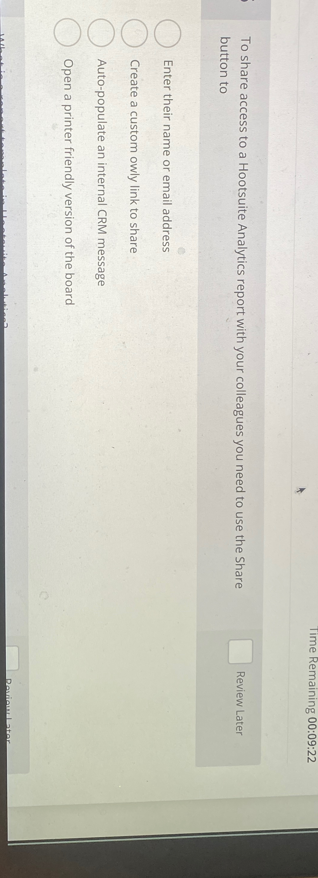  Time Remaining 00:09:22 To share access to a Hootsuite Analytics report
