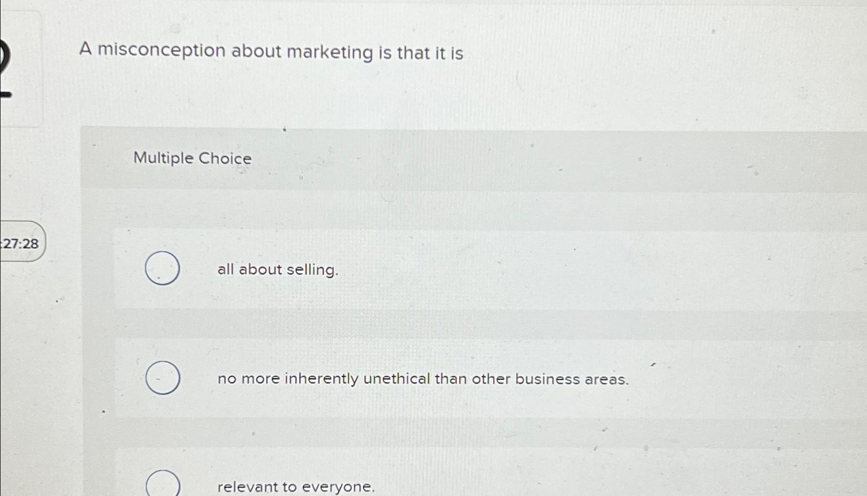  A misconception about marketing is that it is Multiple Choice all