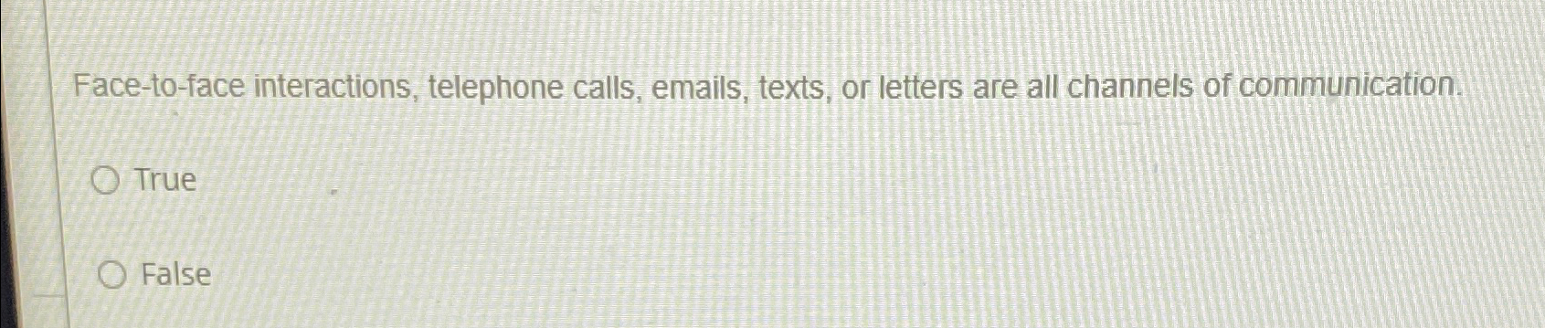  Face-to-face interactions, telephone calls, emails, texts, or letters are all channels