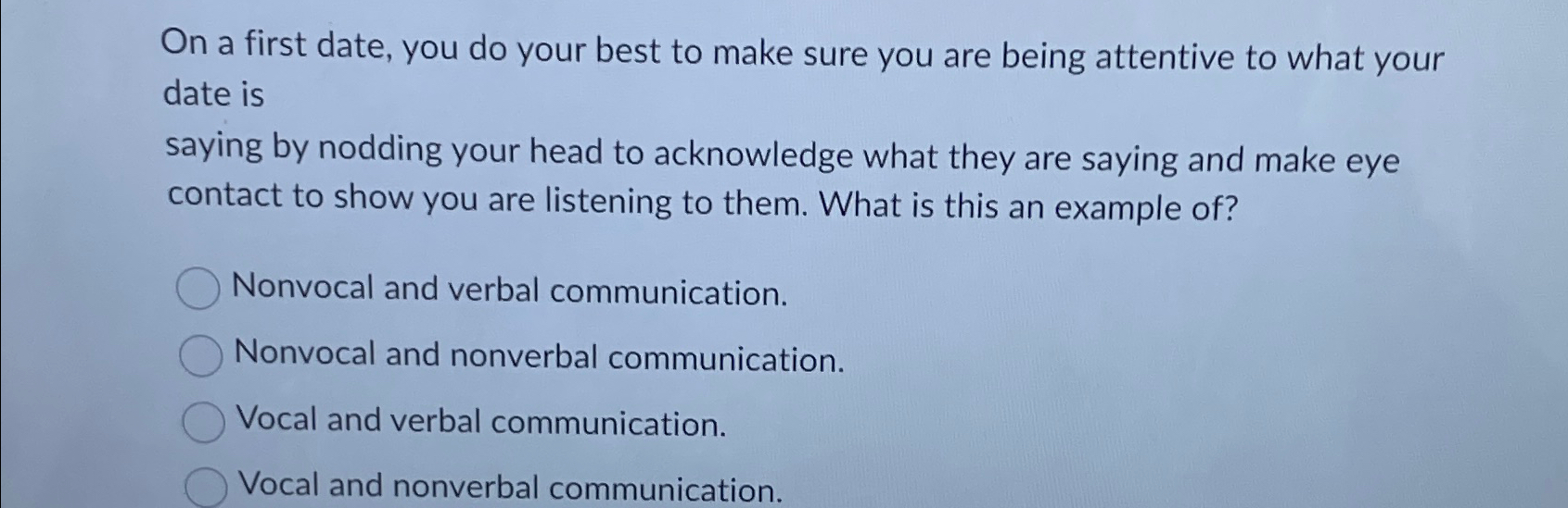  On a first date, you do your best to make sure
