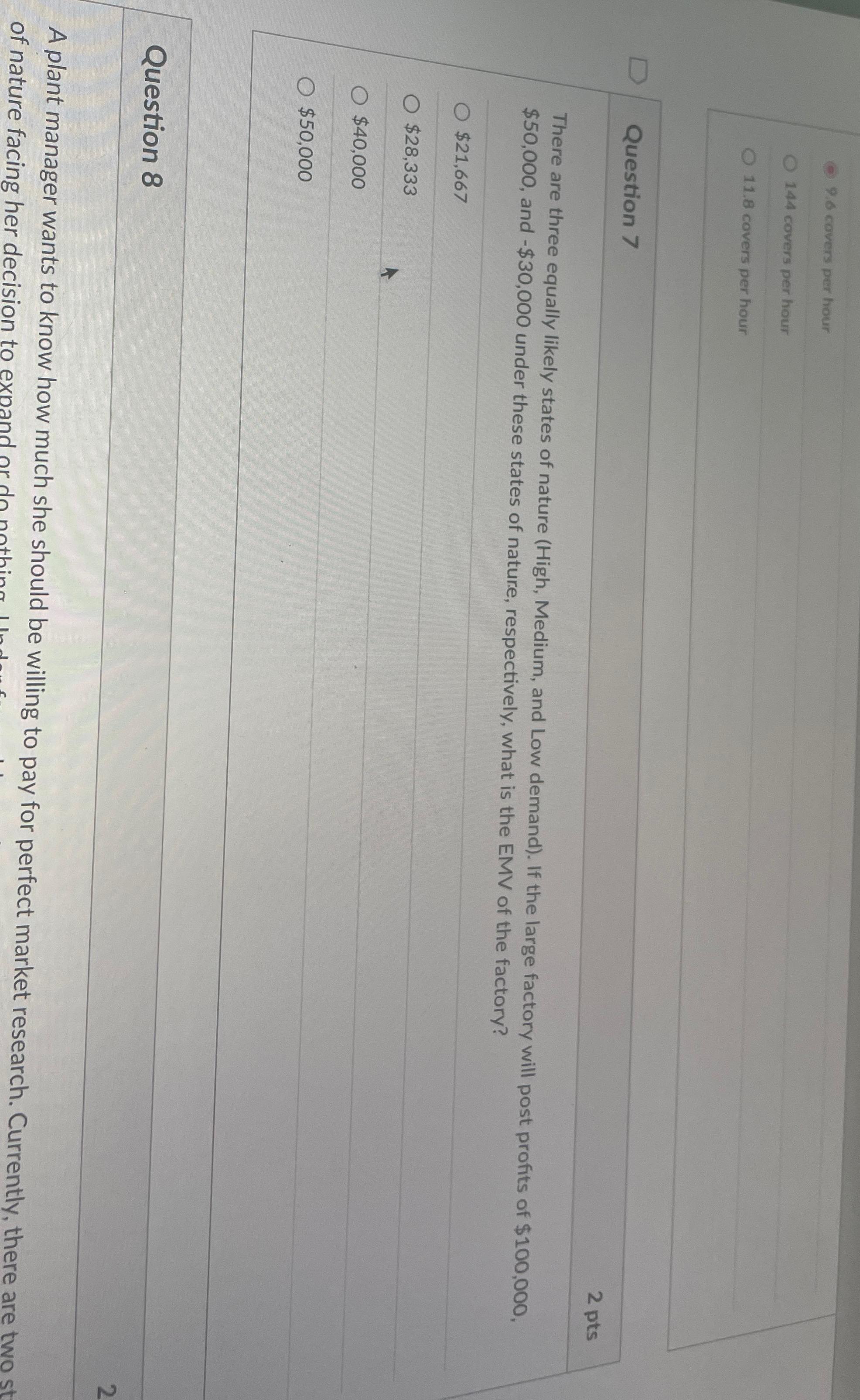  9.6 covers per hour 144 covers per hour 11.8 covers per