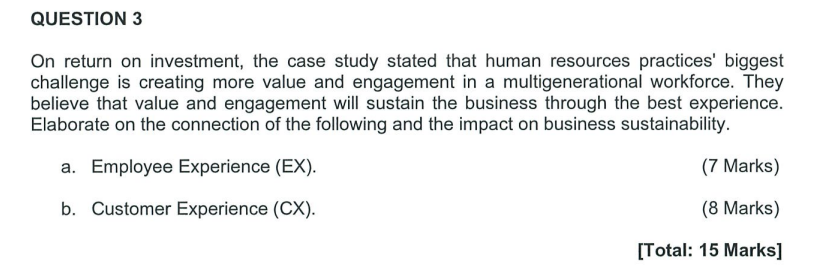  On return on investment, the case study stated that human resources