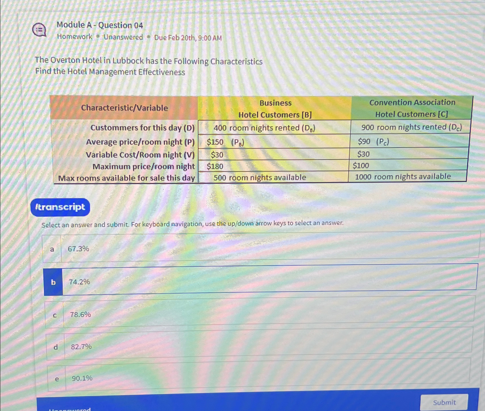  Module A - Question 04 Homework Unanswered - Due Feb 20th,9:00