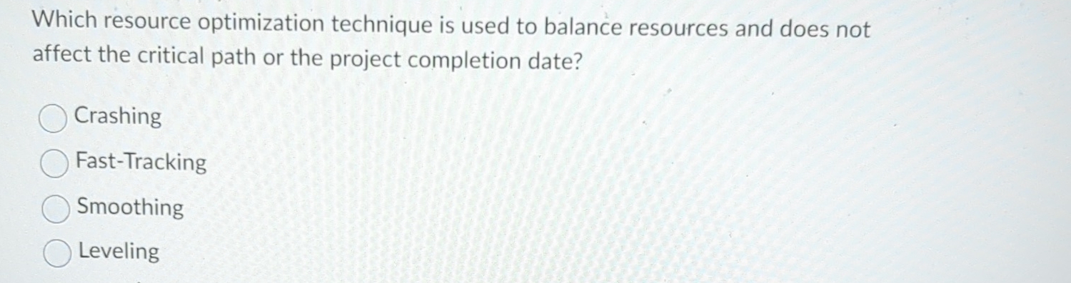  Which resource optimization technique is used to balance resources and does