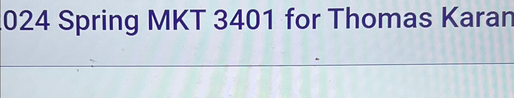 024 Spring MKT 3401 for Thomas Karan 