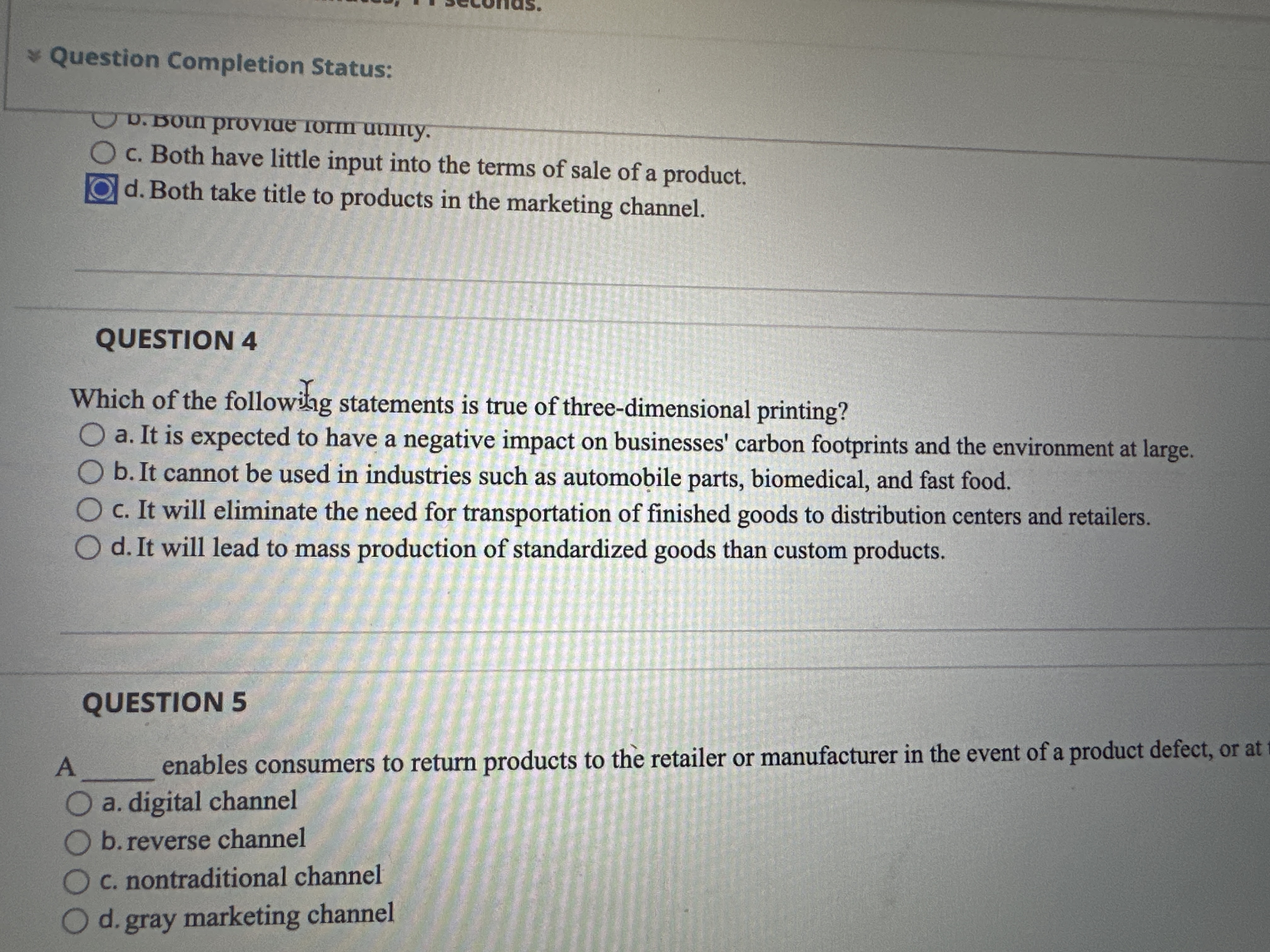 Question Completion Status: v. Boin provide rorm utmily. c. Both have