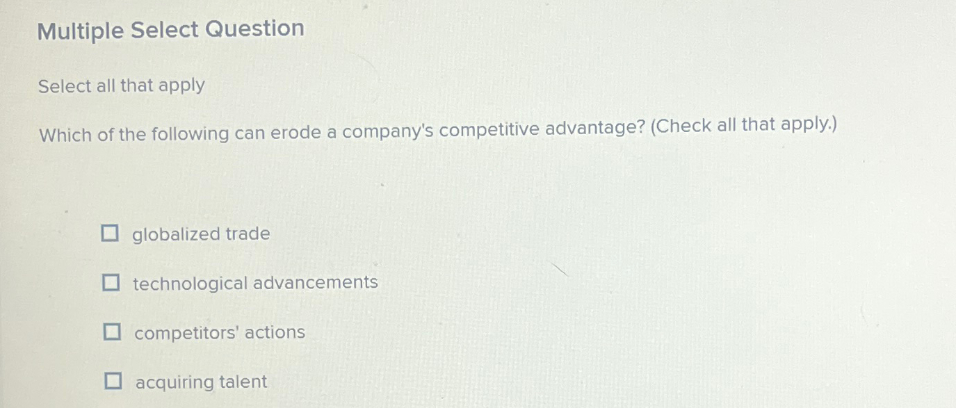  Multiple Select Question Select all that apply Which of the following