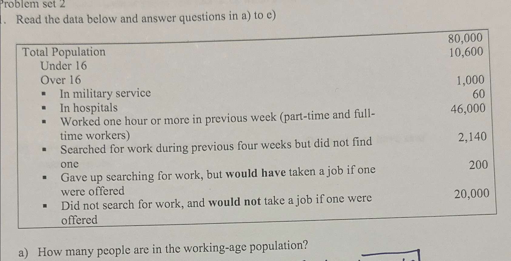  Problem set 2 Read the data below and answer questions in