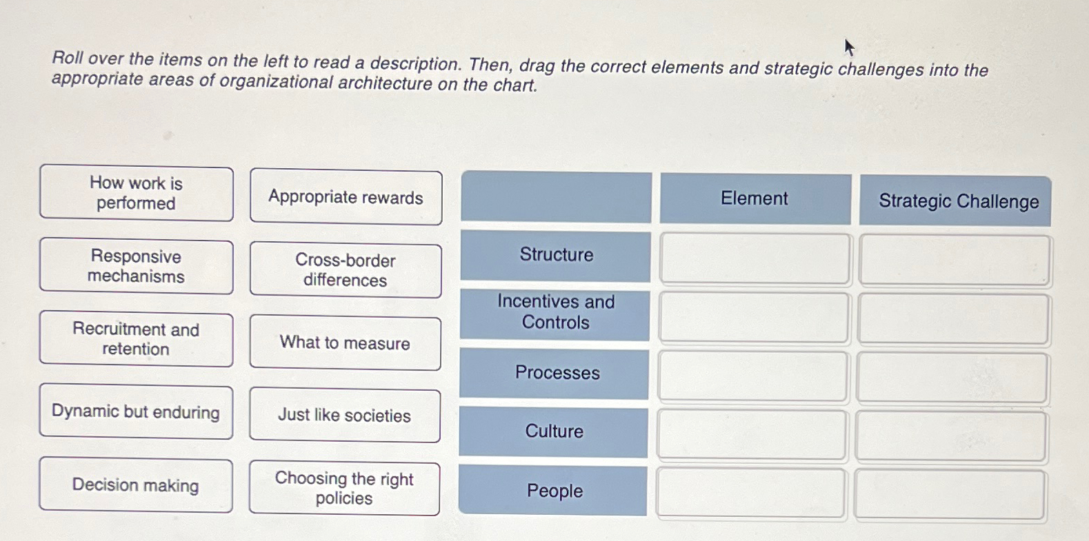  Roll over the items on the left to read a description.