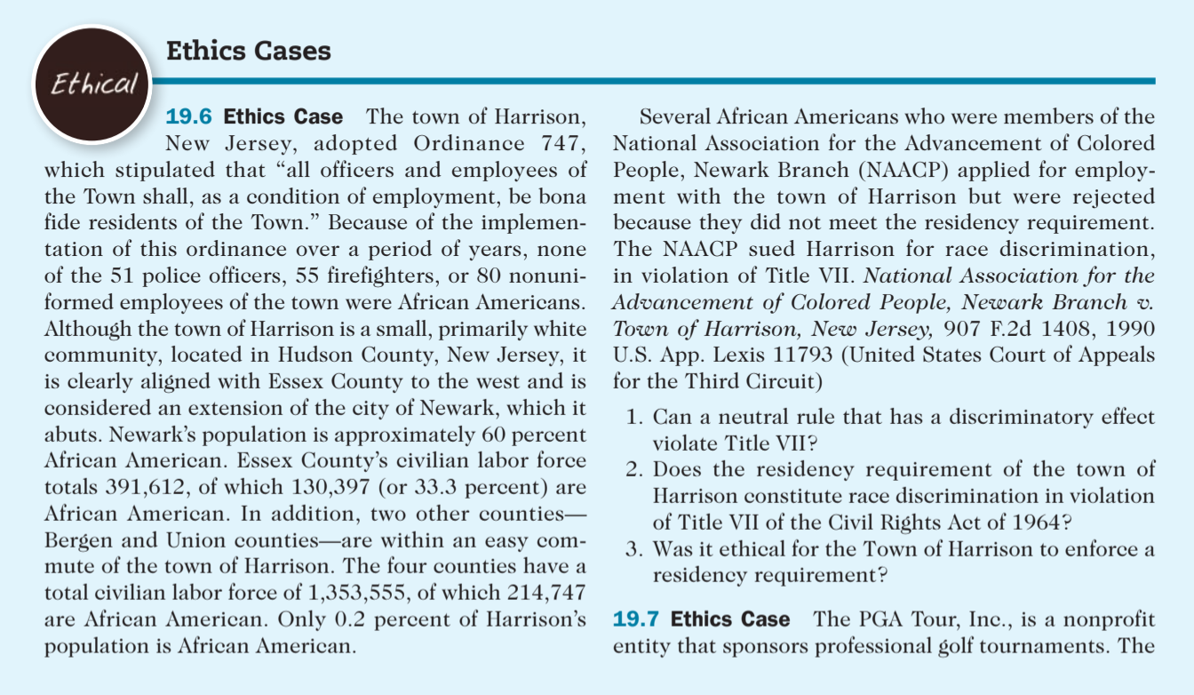  Please read 19.6 ethics case and answer the questions Ethics Cases