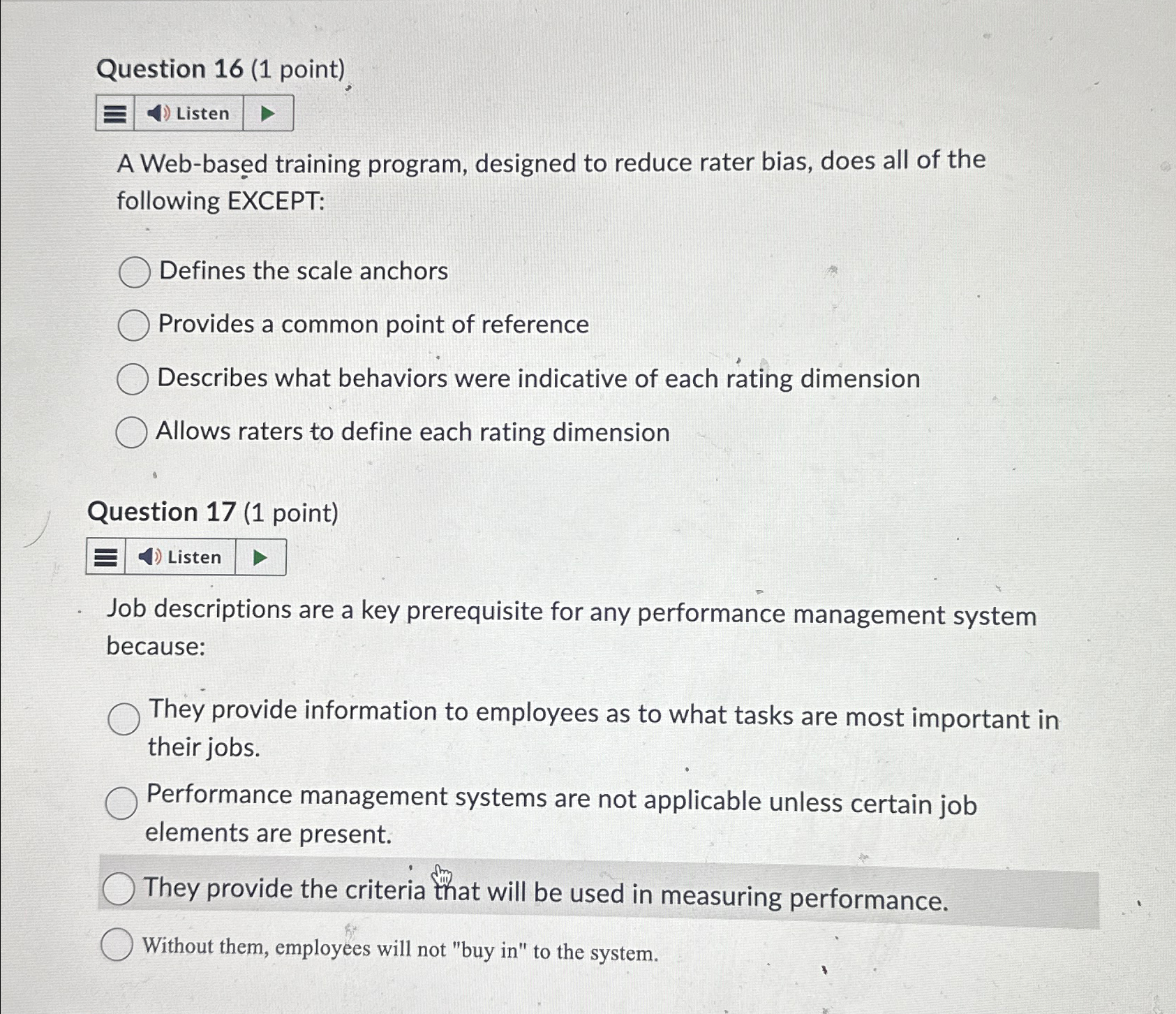  Question 16(1 point), Listen A Web-based training program, designed to reduce