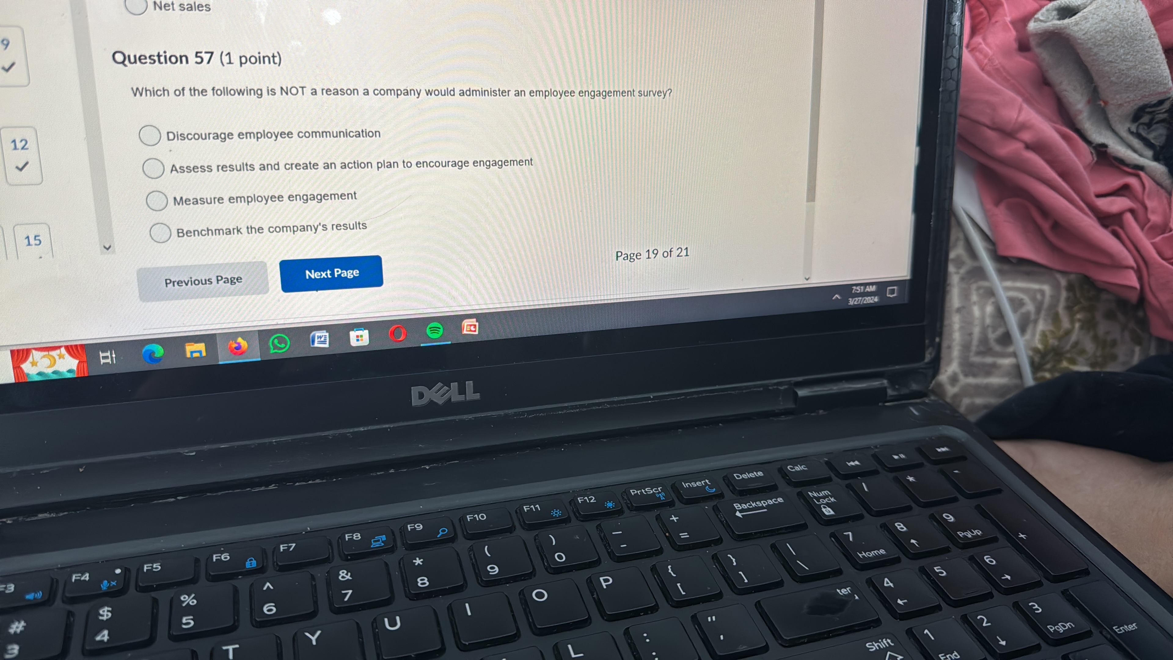  Net sales Question 57(1 point) Which of the following is NOT