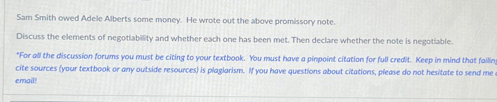  Sam Smith owed Adele Alberts some money. He wrote out the