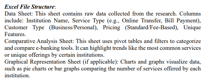  Excel File Structure: Data Sheet: This sheet contains raw data collected