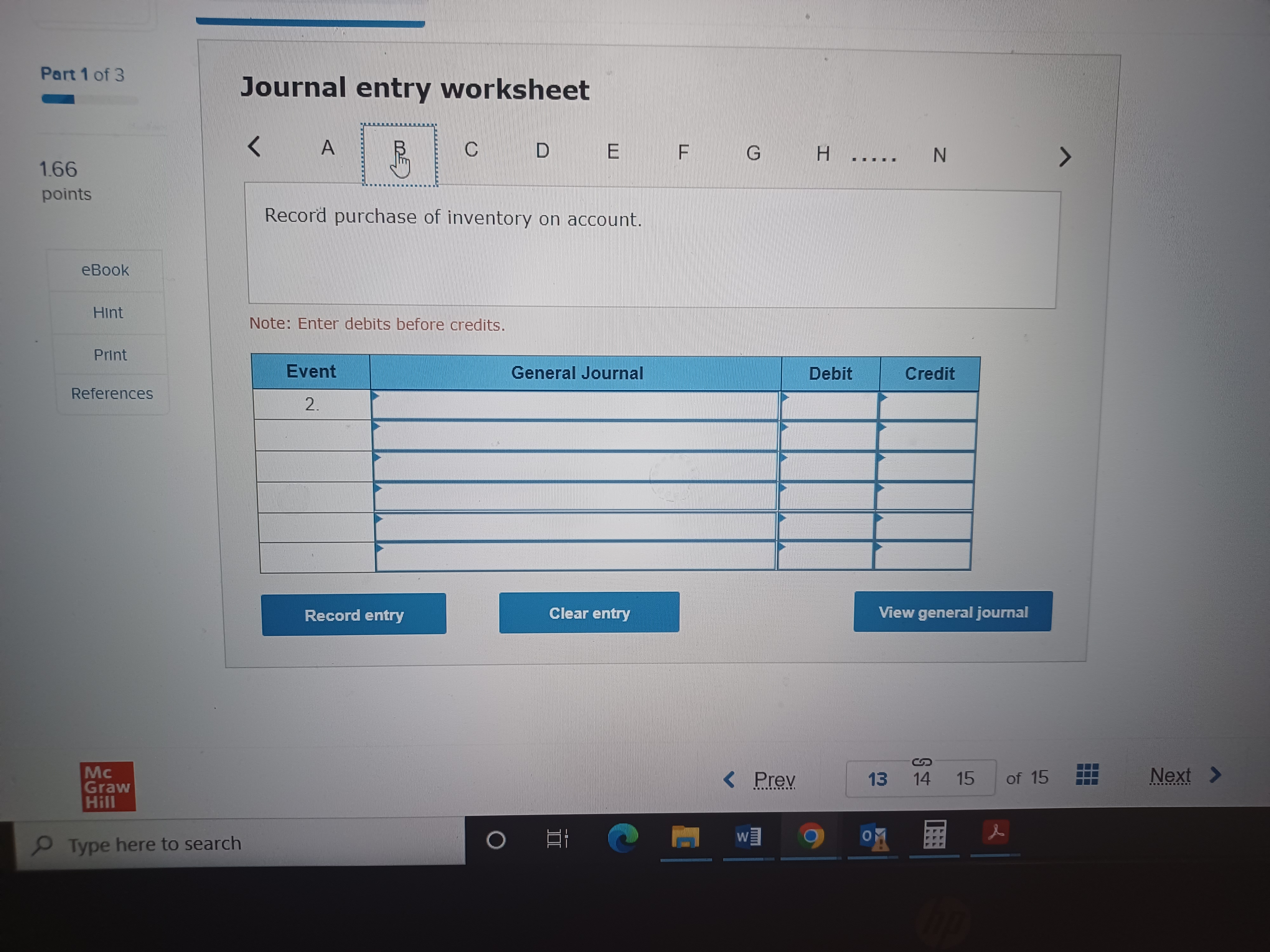 of Little Grocery Supplier (LGS) as of December 31, Debit Cash Credit