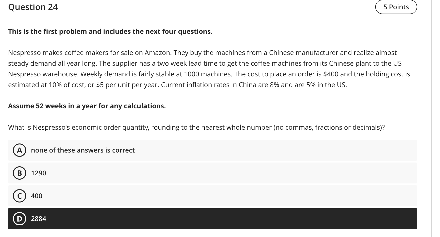  This is the first problem and includes the next four questions.