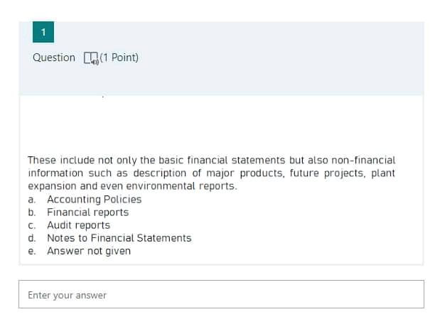 1 Question [ (1 Point) These include not only the basic