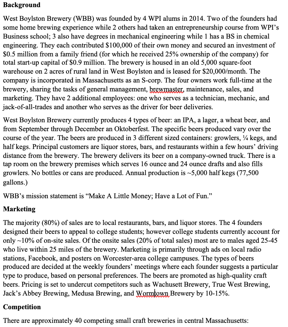 Please write a significant RFP ( West Boylston Brewery: Write an RFP