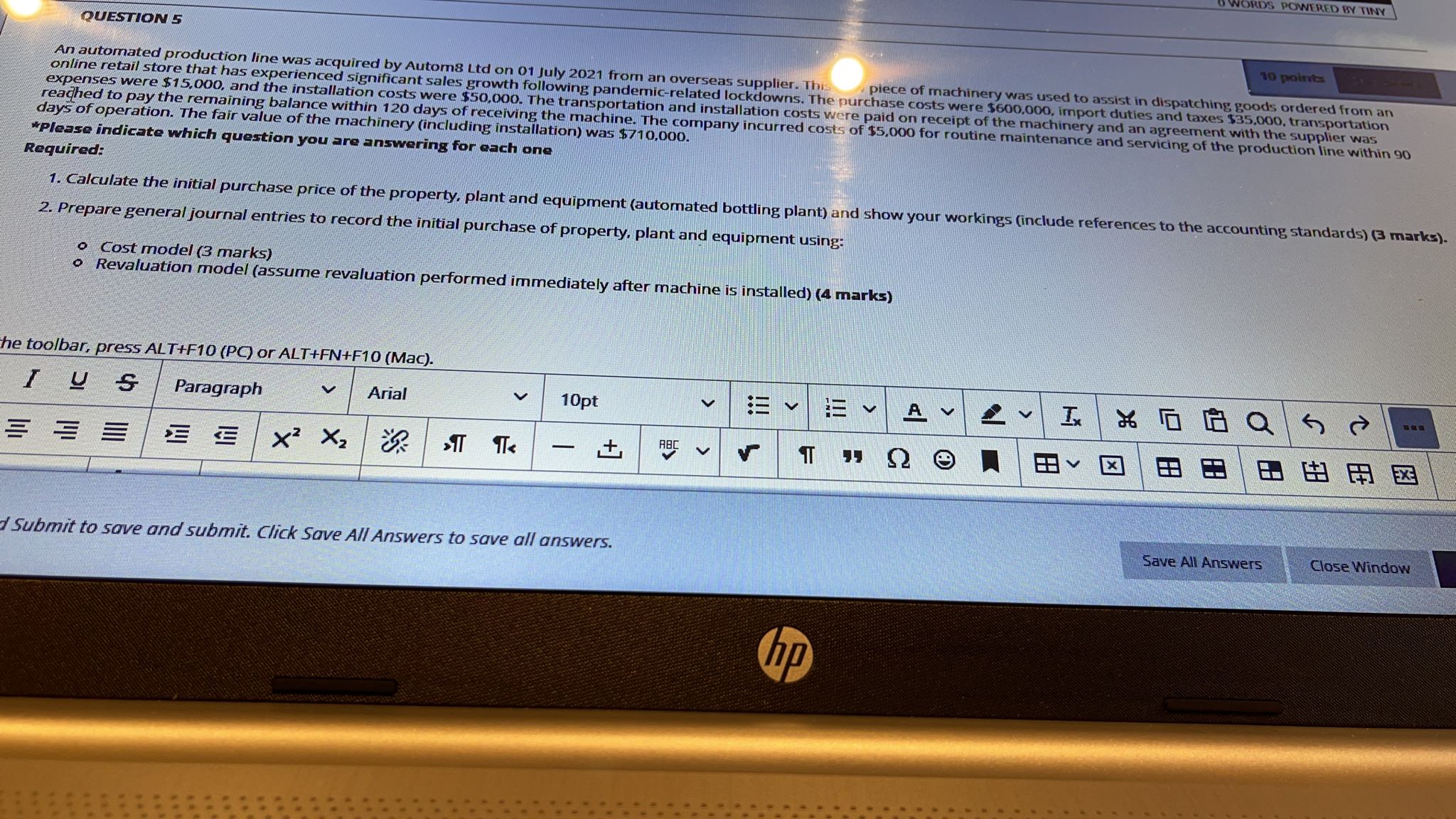 LDS POWERED BY TINY QUESTION 5 10 points An automated production