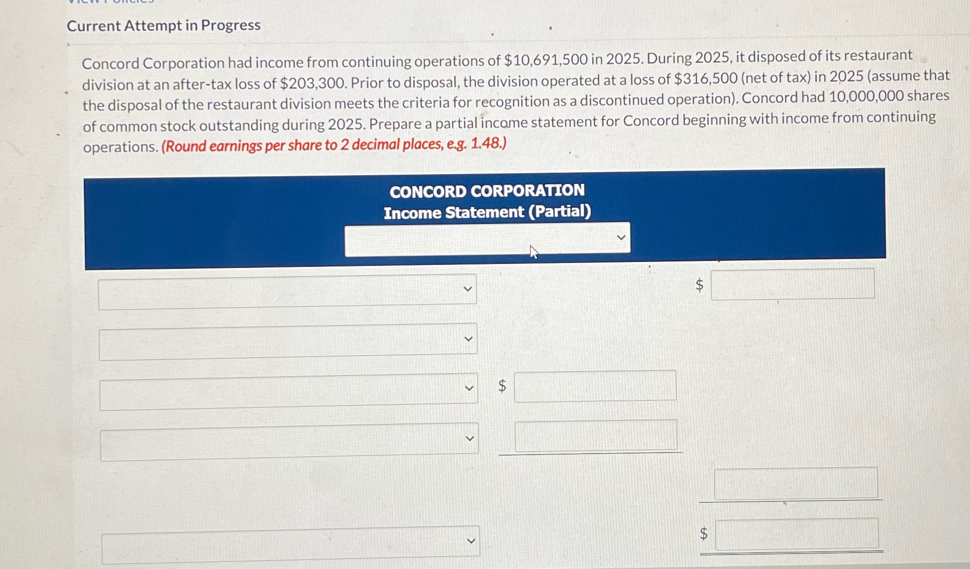  v ILIV . ullLlpg Current Attempt in Progress Concord Corporation had