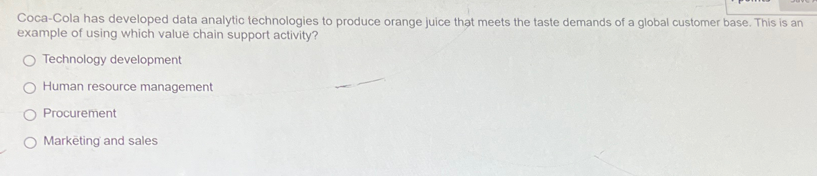  Coca-Cola has developed data analytic technologies to produce orange juice that