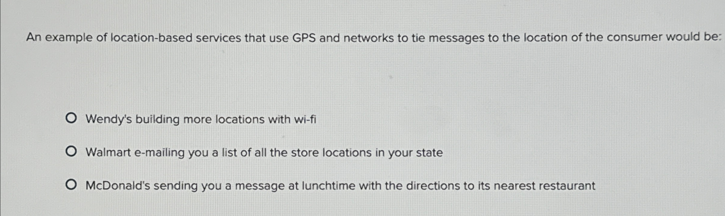  An example of location-based services that use GPS and networks to
