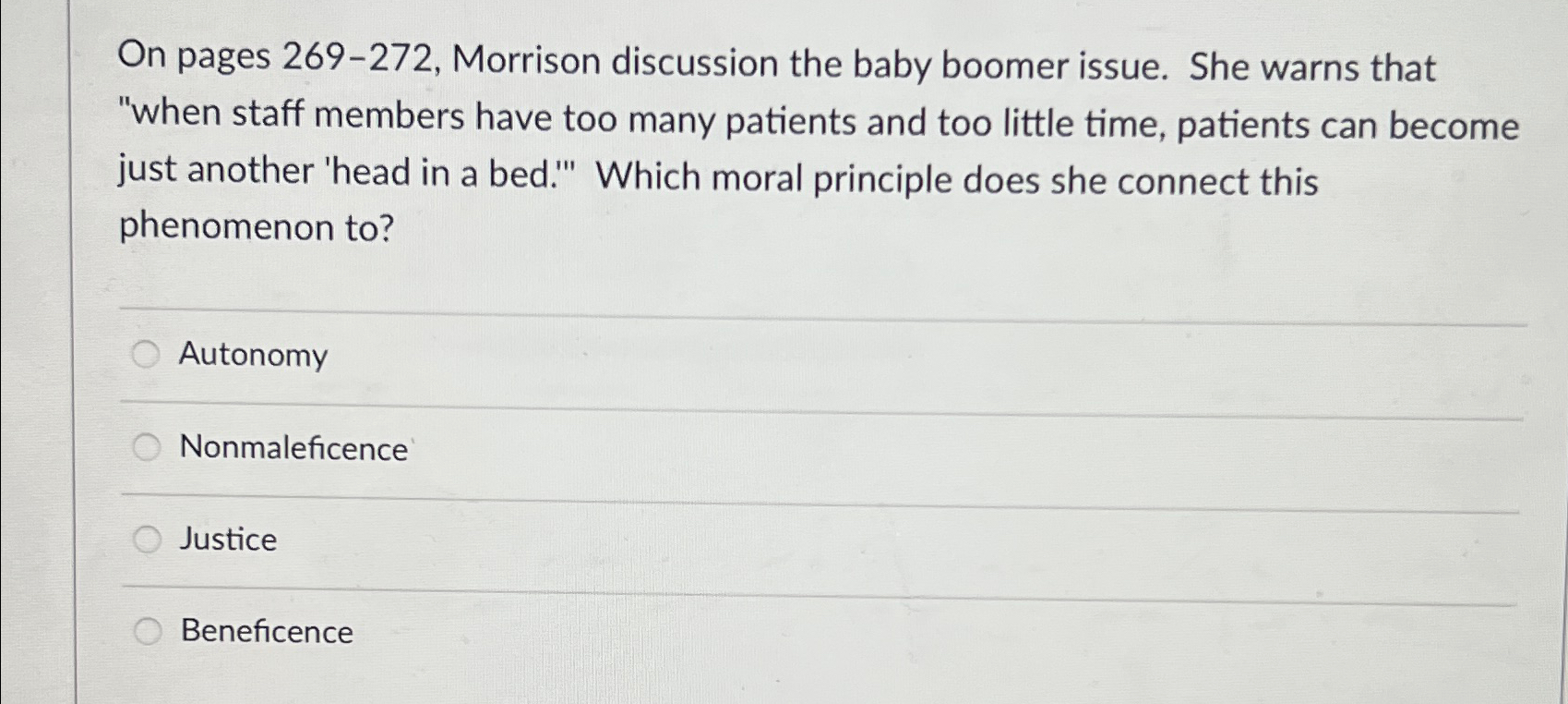  On pages 269-272, Morrison discussion the baby boomer issue. She warns