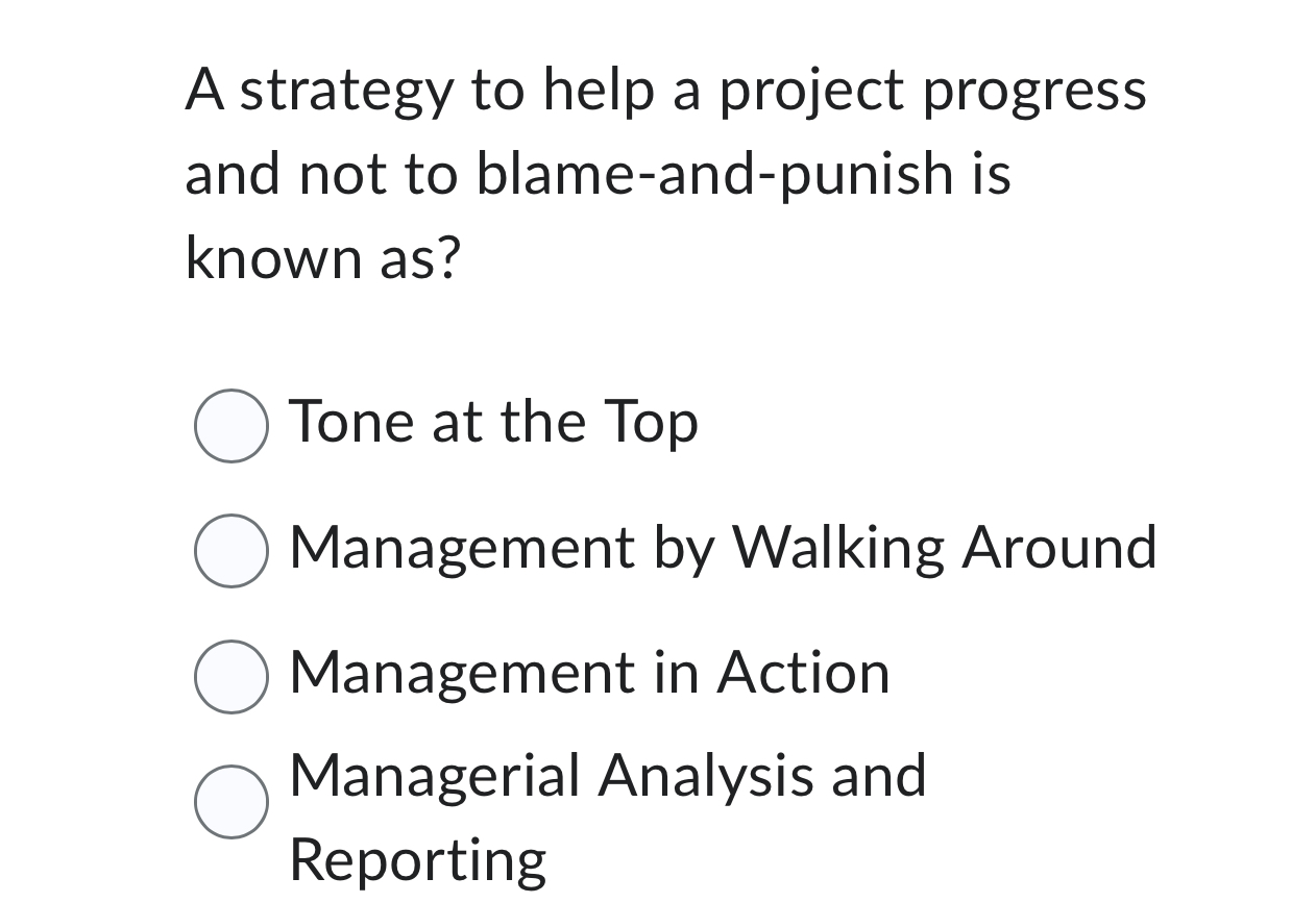  A strategy to help a project progress and not to blame-and-punish