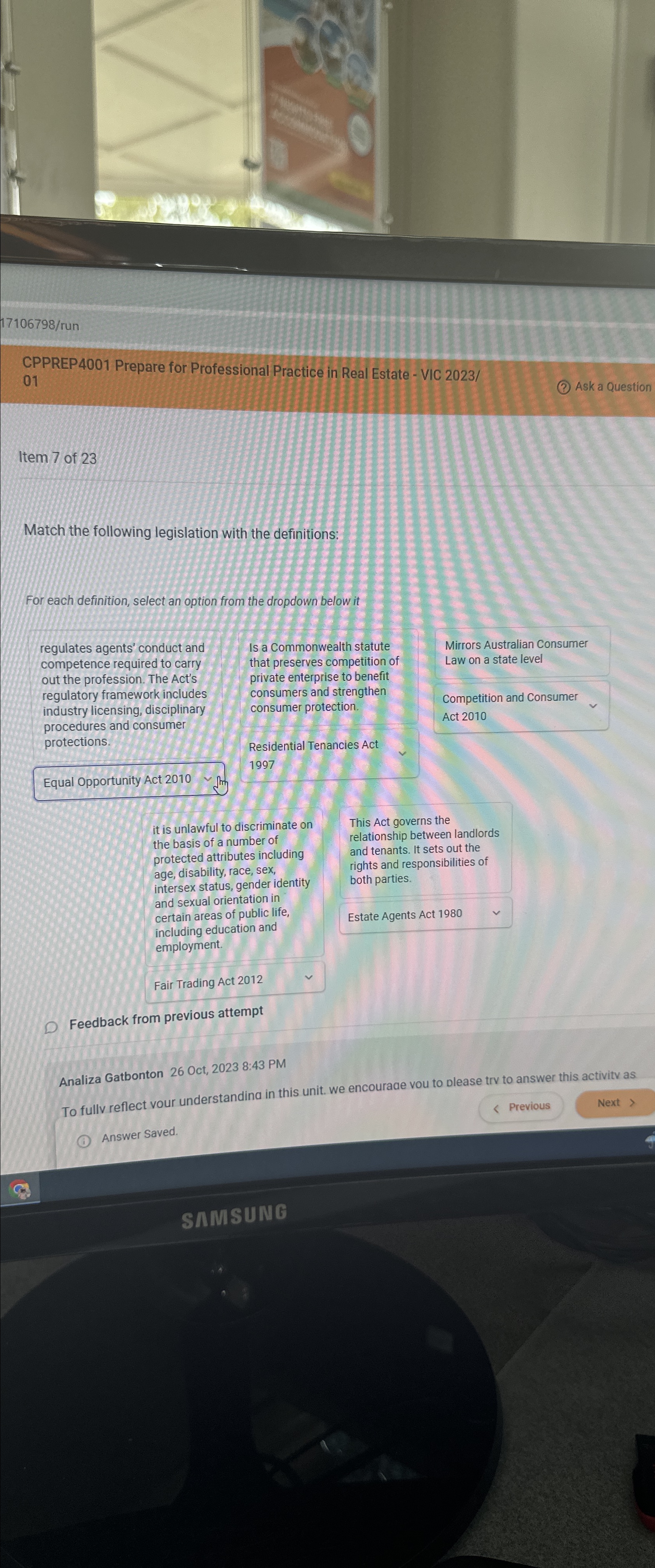  CPPREP4001 Prepare for Professional Practice in Real Estate - VIC 2023/01