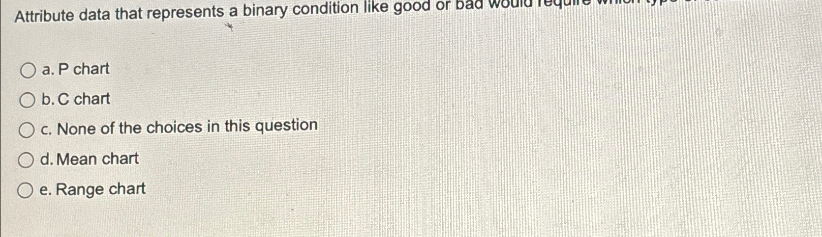 Attribute data that represents a binary condition like good or bad