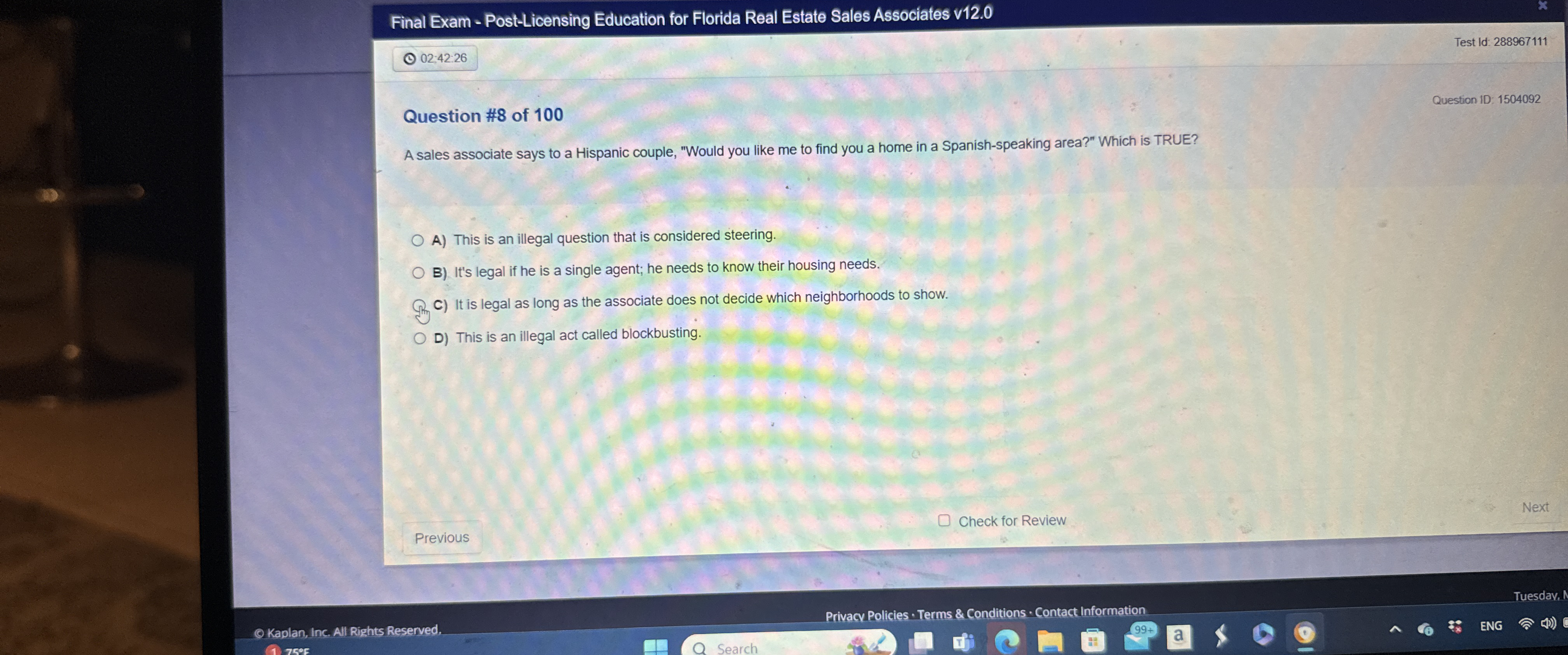  Final Exam - Post-Licensing Education for Florida Real Estate Sales Associates