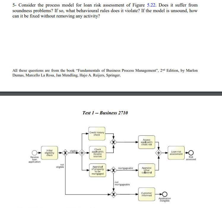  5- Consider the process model for loan risk assessment of Figure