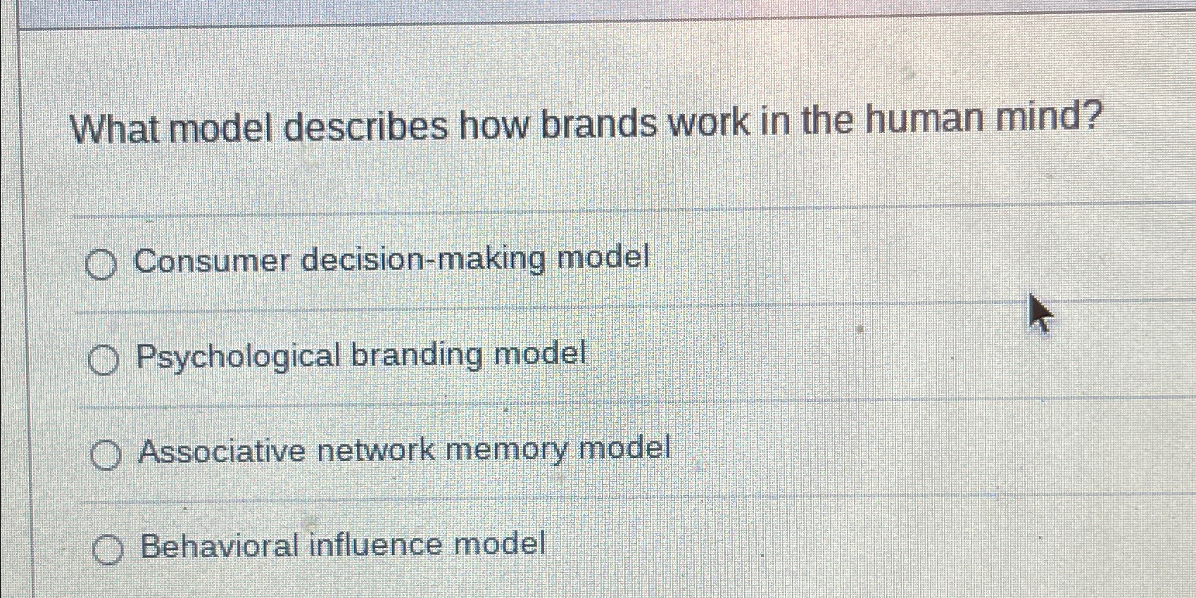  What model describes how brands work in the human mind? Consumer