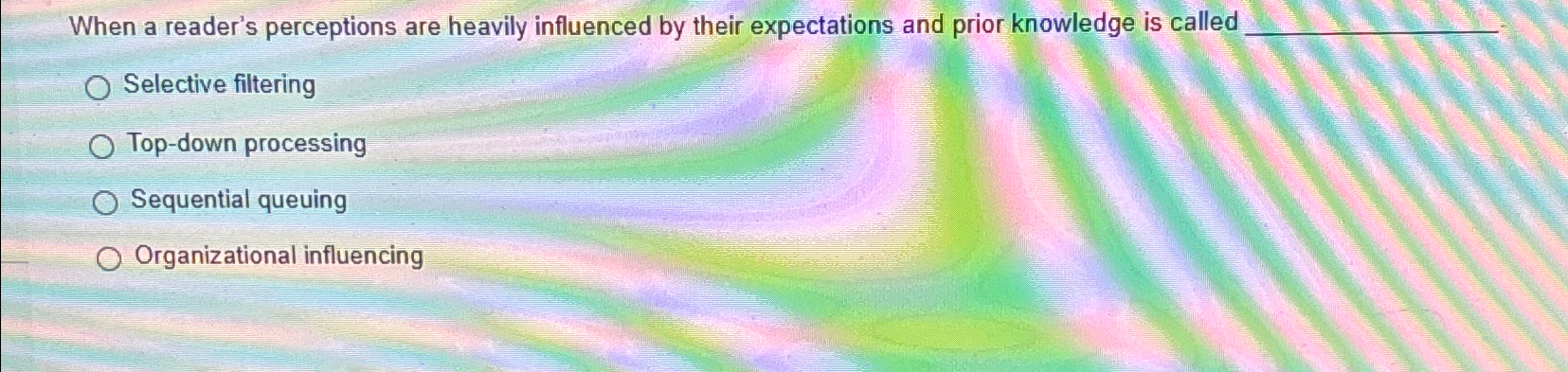  When a reader's perceptions are heavily influenced by their expectations and