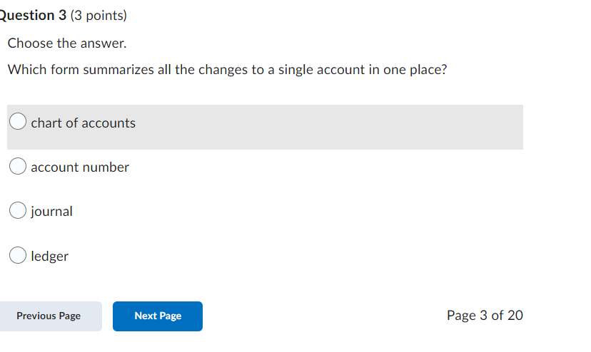 is called a(n): O entry O invoice O journal O receipt Previous