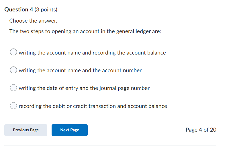Page Next Page Page 20 of 20|Question 1 [1 point) Choose the