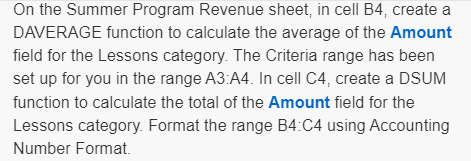  On the Summer Program Revenue sheet, in cell B4, create a