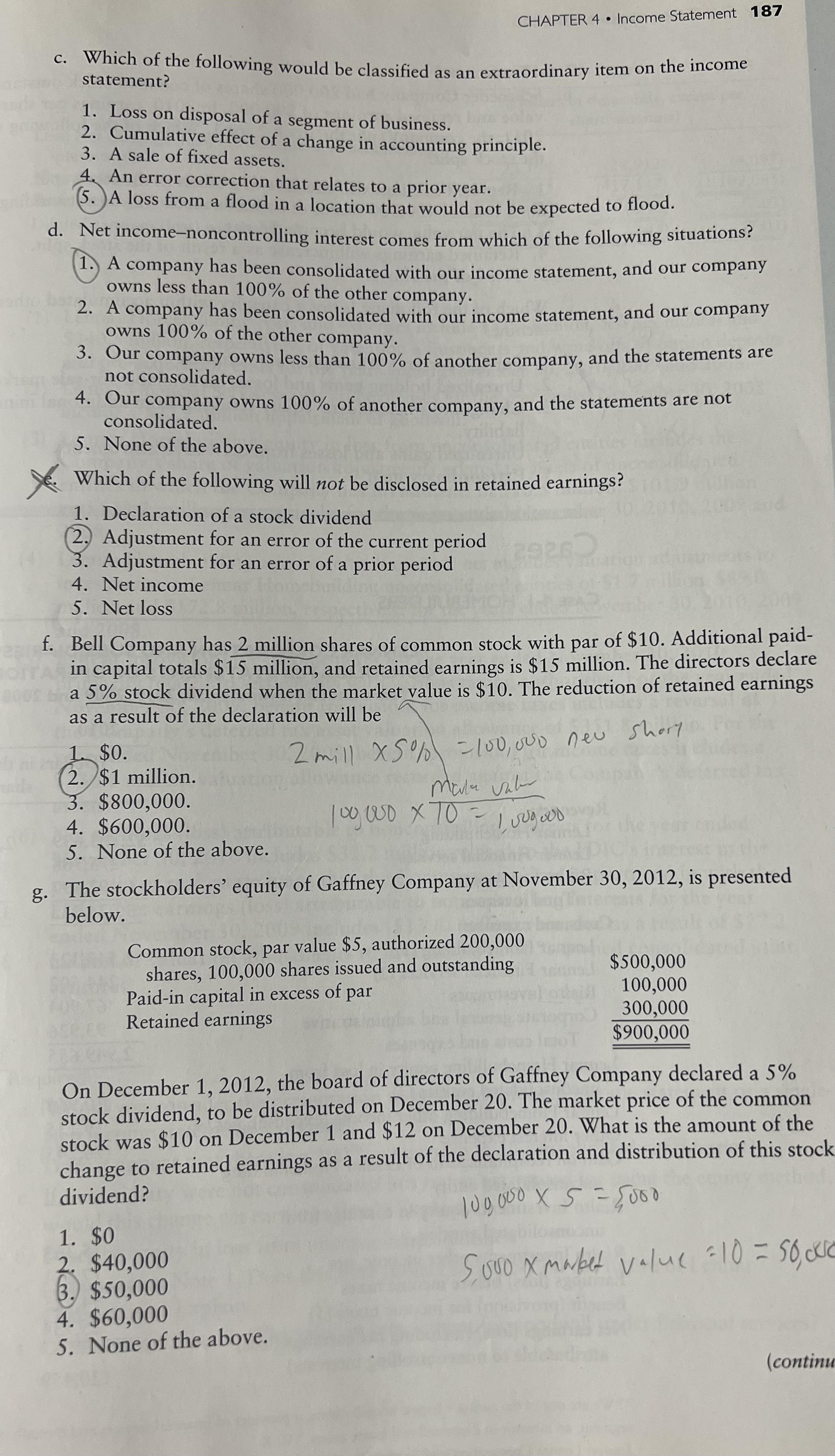 CHAPTER 4 . Income Statement 187 statement? c. Which of the